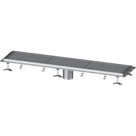 Caniveau Ferrofix avec angle de raccordement pour carrelage, 300 x 1550 mm