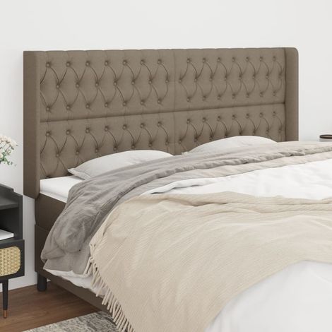 Cabecero con orejas de tela gris taupe 203x16x118/128 cm vidaXL (1/5)