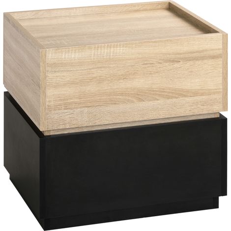 Nachttisch mit 2 Schubladen, stapelbar, Spanplatte schwarz/natur, 50 x 40 x 47,5 cm MODENUIT (1/5)