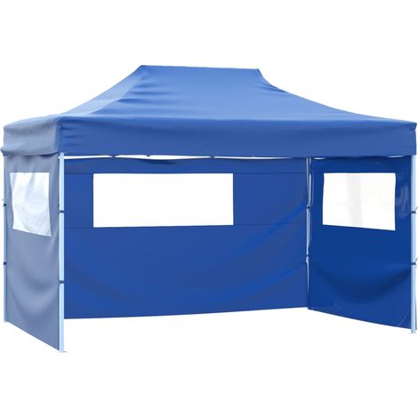 Vidaxl – Tente de réception pliable 3x4 m – Acier thermolaqué – Toit en tissu oxford 600D résistant aux UV et à l'eau – 3 parois amovibles avec fenêtres