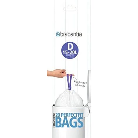 Rollo de Bolsas de Basura PerfectFit Encaja perfectamente y de forma fácil, 15-20 L - Talla D, 20 Bolsas (1/5)