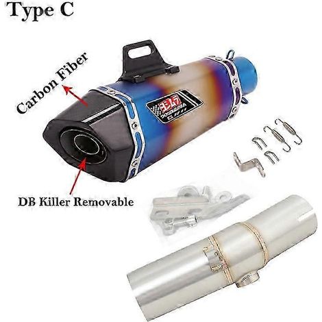 Silencieux d'échappement moto, tube intermédiaire, DB Killer, fibre de carbone, pour Kawasaki ER6N, ER6F, ER650, EX650, 2005 - 2011 (Type C) (1/5)
