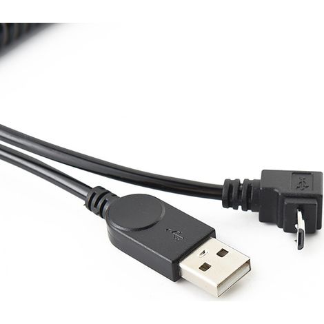 1.5 meter long Micro 5P male angled adapter cable for Android phones, with a downward bend for USB and Android connectors. (1/5)