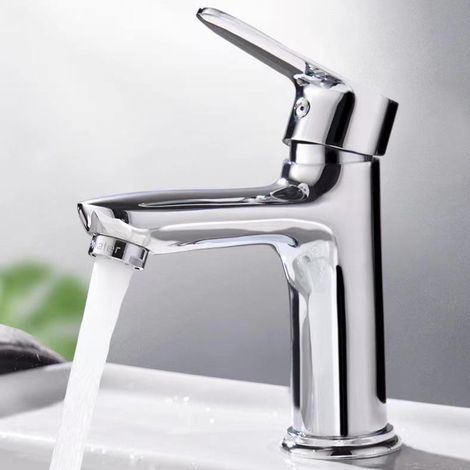 Vollkupfer-Einloch-Waschtischarmatur für Badezimmer, cremefarben, Warm- und Kaltwasser, elegantes Design – galvanisiertes Geely-Einlochmodell