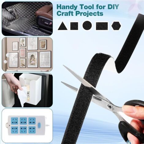 QORVA-Bande auto-agrippante Autocollant à gratter double face 10 mx 20 mm, ruban adhésif puissant, bandes à gratter auto-adhésives pour cadres photo, moustiquaires, tapis, bricolage – Noir