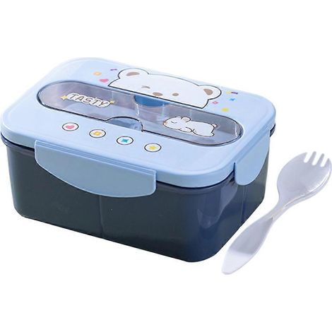 Tragbare Lunchbox aus Kunststoff mit Cartoon-Motiv, Becher und Kinderbecher (1200 ml), ideal zur Aufbewahrung von Speisen. (1/5)