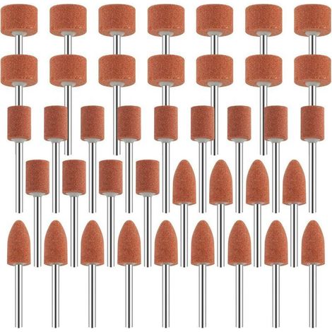 Jeu de 42 Meules en Oxyde d'Aluminium Mèches de Ponçage avec Tige de 1/8" Compatible avec pour Meulage, Polissage Ébarbage métaux (1/5)