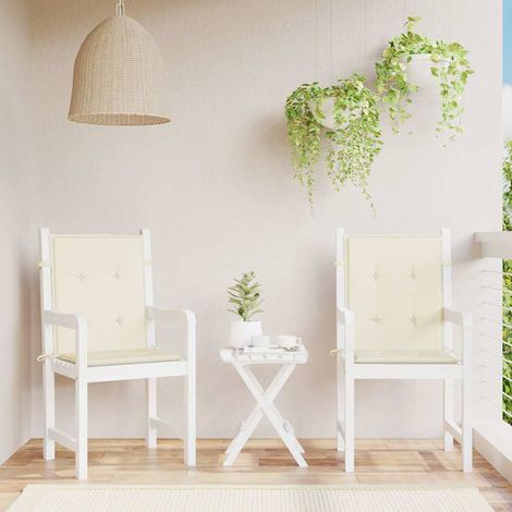 vidaXL Cojín silla jardín respaldo bajo 2 uds tela Oxford crema (1/5)