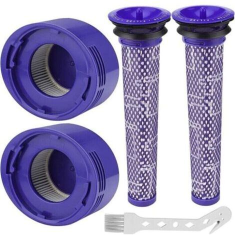 Filtre pour Dyson V8/V7, Filtres de Rechange Lavable pour Aspirateur Dyson V7/V8 Absolute et Animal, Accessoire Aspirateur pour Dyson V8 Avec 2 Post-Filtres HEPA, 2 Pré-Filtres, 1 Outil de Nett,de DEB