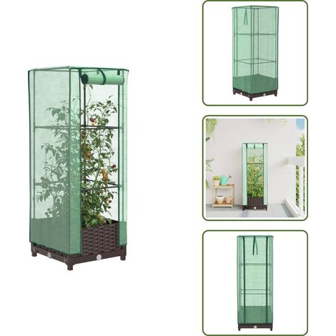 vidaXL Jardinière surélevée avec housse aspect rotin 40x40x123 cm