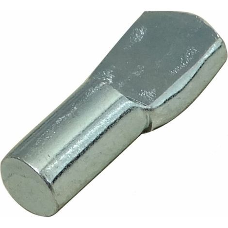 Lot de 100 taquets d'étagère Ø5mm à bout plat à enfoncer - tablette support de rayon - en acier zingué - couleur argent - rengement fixation meuble bibliothèque armoire (1/2)