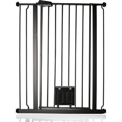 Bettacare Pet Gate with Lockable Cat Flap, 81.4cm - 89cm, Black, 104cm in Height