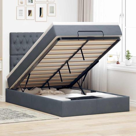 Ottoman-Bett mit Matratzen Dunkelgrau 120x200 cm Samt (1/5)