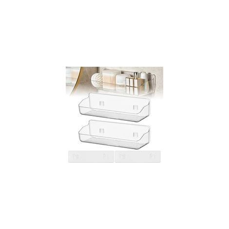 PCS Badezimmerregal, Duschregal ohne Bohren, Wandregal ohne Bohren für die Küche, Badezimmeraufbewahrung ohne Bohren, transparent für Badezimmer, Küche, Schlafzimmer, 32 x 11 x 8,8 cm (1/5)