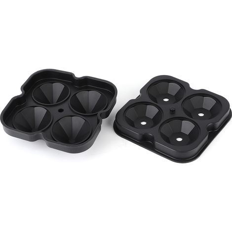 Moule à glaçons sphériques en silicone à 4 trous en forme de diamant, idéal pour les fêtes, les bars et les cocktails (whisky, etc.). (1/5)