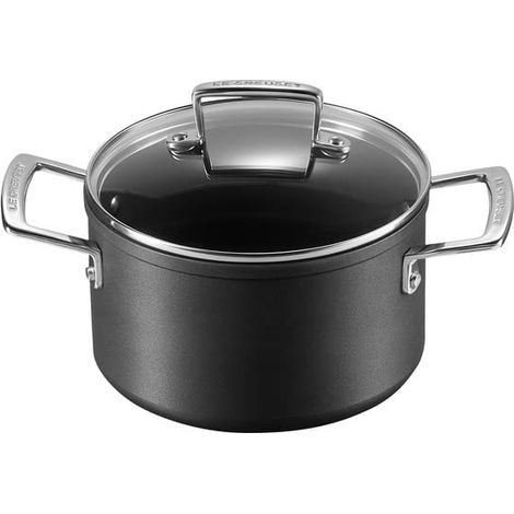 Faitout en Aluminium Forgé avec Couvercle en Verre, 18 cm, Anthracite/Argenté,51102180010502 (1/3)