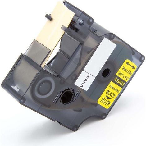 vhbw Label Tape Replacement for Dymo 18433 for Label Printer 5.5m x 19 mm, Black on Yellow, Vinyl