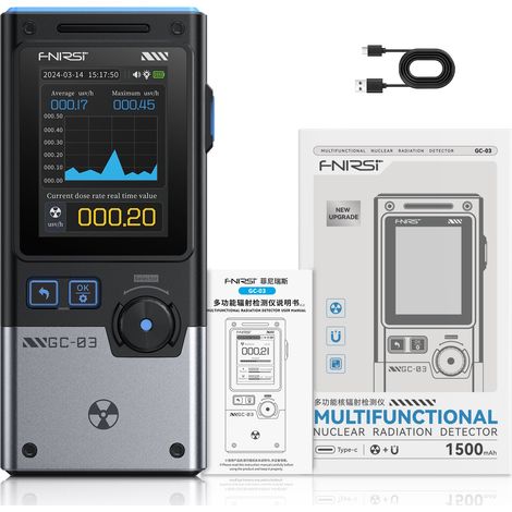 Compteur Geiger, détecteur électromagnétique de rayonnement nucléaire 3 en 1, sans détection RF, dosimètre portable rechargeable, moniteur de rayonnement bêta-gamma X, noir (1/5)