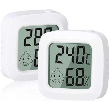 pair 2 pièces, Petit thermomètre hygromètre numérique de haute précision,pour bureau, chambre de bébé, vestiaire confortable (1/4)