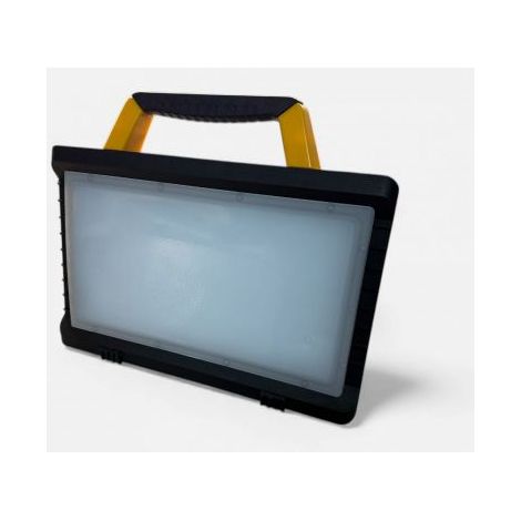 Proiettore LED Portatile KNOX 80W Giallo/Nero con CCT e Doppia Presa Schuko &ndash 4600&ndash9200 lm &ndash IP54