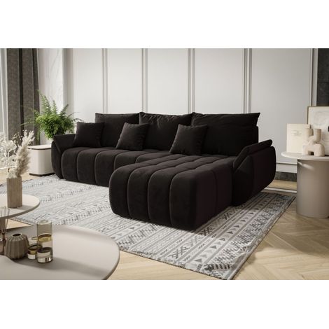 Ecksofa Schlafsofa LOUISE Stoff Monolith Dunkelgrau Ottomane Rechts
