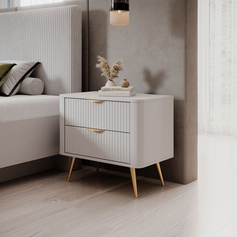 Comodino Baari, 2 cajones, un estante, apertura deslizante, 63x38x55h cm blanco (1/5)