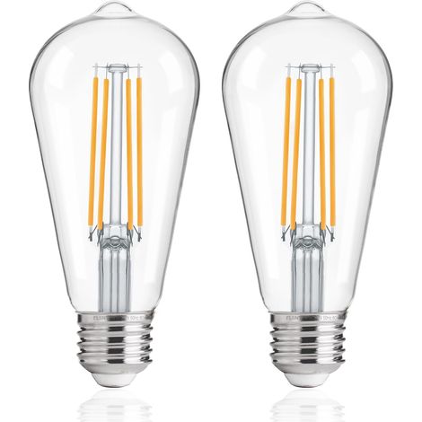 Ampoules à capteur de lumière du crépuscule à l'aube 60W Équivalent, 7W ST64 Edison Ampoule E27 Vintage 2700K, Marche/arrêt Auto, Ampoules de sécurité extérieures pour, cour, balcon, Lot de 2 (1/5)