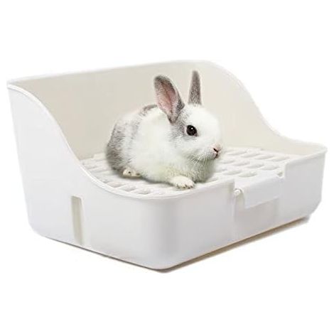 Bac à litière pour lapin facile à nettoyer vingt huit centimètres seize centimètres blanc pour petit animal lapin cochon dinde furet (1/5)