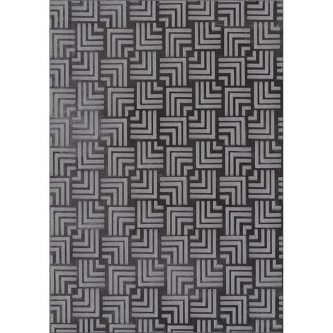 Tapis anthracite à motif géométrique en relief - 80 x 150 cm (1/5)