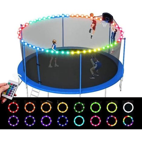 Lumières de Trampoline, Guirlande LED pour Jante de Trampoline, 16 Couleurs Variables, Bande Lumineuse LED étanche de 12 m, Cadeaux pour Les Enfants Qui Jouent la Nuit (1/4)