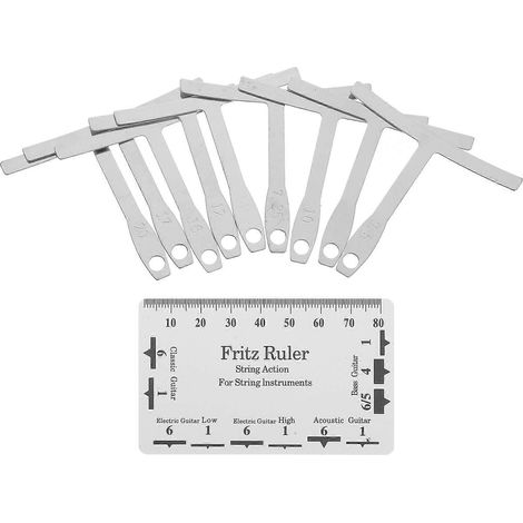 Set Gitarrenbauwerkzeug inklusive Untersaitenradiuslehre und Saitenlagelehre-9.00X5.00X0.10CM (1/4)