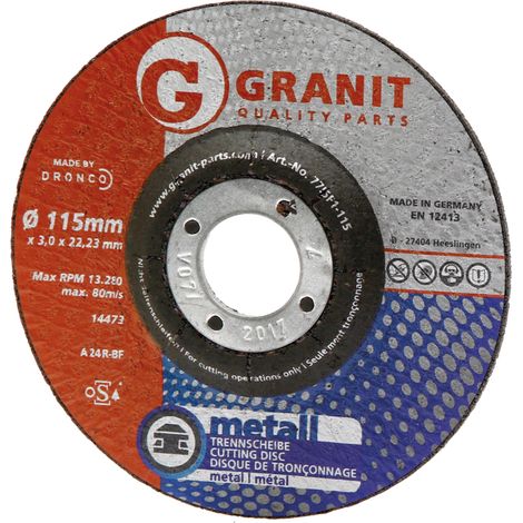 Trennscheibe Stahl 115 mm 22 mm Granit