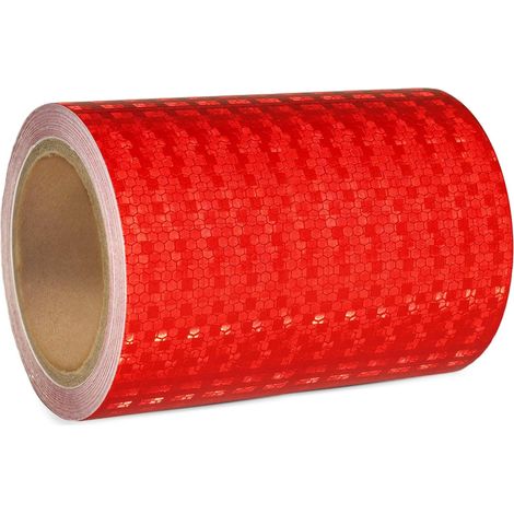Ruban adhésif réfléchissant rouge - 15 cm x 10 m - Pour voiture, camion, moto, bateau, remorque de vélo, camping-car, voiture d'équilibre, casque, clôture (1/5)