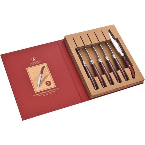 Couteaux à steak - Coffret 6 pièces - Lame acier inox - Manche bois - Laguiole