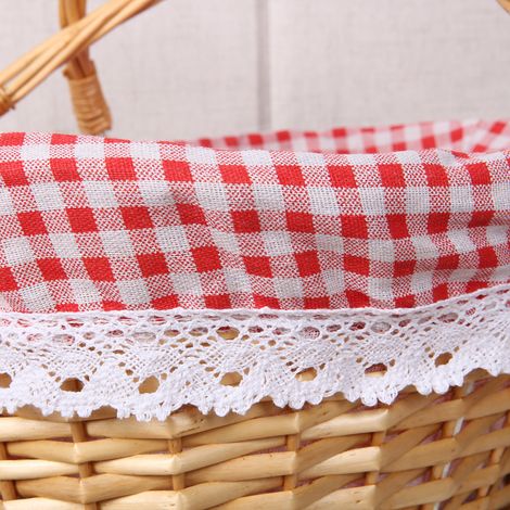 Panier en osier tressé pour pique-nique, petit modèle, couleur naturelle, avec anse, panier champêtre en rotin. (1/5)