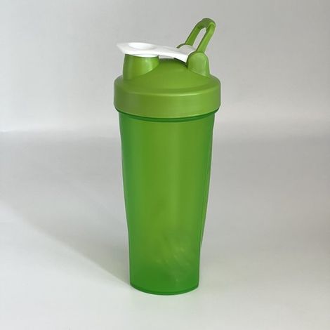 Verpackung mit 1 Protein Shaker (600 ml) mit Edelstahlkugel, Messskala, auslaufsicher, zum schnellen Anrühren von Molkenproteinpulver, transparen (1/5)