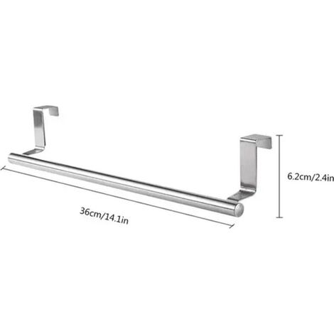 Porte-serviettes sur porte porte-serviettes support suspendu acier inoxydable salle de bain armoires de cuisine serviette chiffon support étagère cintre 36x6.2cm (1/3)