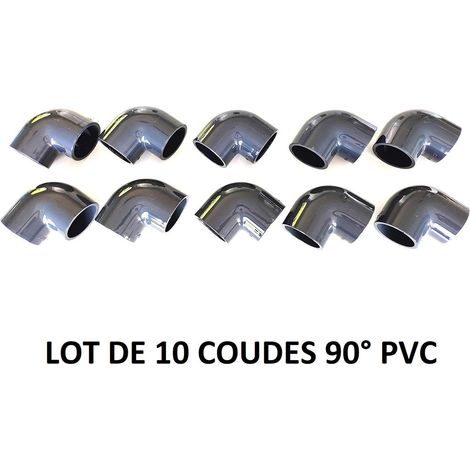 Lot de 10 Coudes 90 degrés 40mm PVC Pression PN16 Piscine évécuation et arrosage 4cm 40mm (1/2)