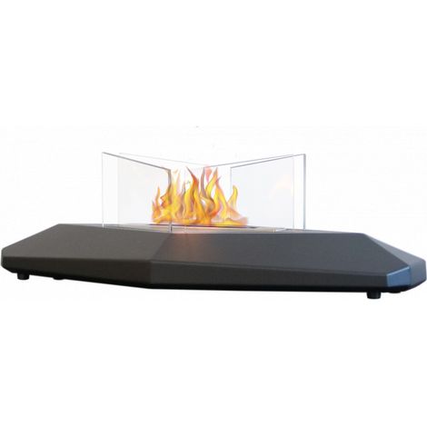 Tecno Air System Tisch-Biokamin Boston 1,5 kW Schwarz Lackierter Stahl 4 Schutzgläser