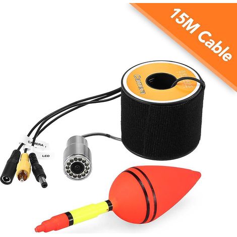 1200 TVL Unterwasser-Angelkamera, 12 LEDs für Nachtsicht, wasserdicht, fischförmig, für Boots- und Eisangeln, 15 m Kabel