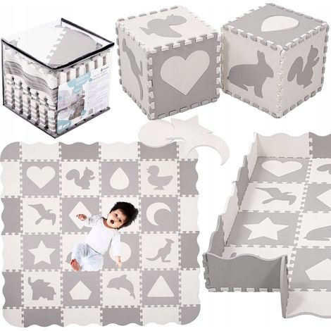 TAPPETO IN SCHIUMA PER BAMBINI PUZZLE EDUCATIVO SPESSO 150x150cm PIEGHEVOLE RECINTO XXL