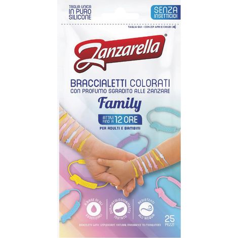 Zanzarella BRACCIALETTI ANTI-ZANZARA FAMILY 25 pz.