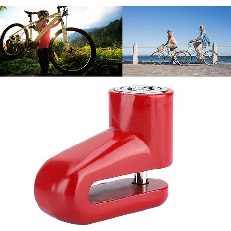 Serrure antivol disque renforcée pour vélo, moto et scooter en rouge solide (1/5)