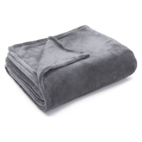 Couverture en flanelle épaisse 150 x 210 cm – Fibre de polyester douce et respirante – Couleur grise pour canapé et lit (1/5)