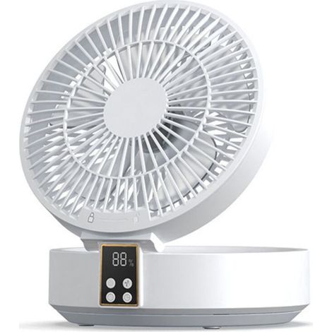 Ventilateur de table silencieux ultra puissant – 1000mAh rechargeable – Oscillation 120° – 3 vitesses – Télécommande – Lumière LED douce (1/5)
