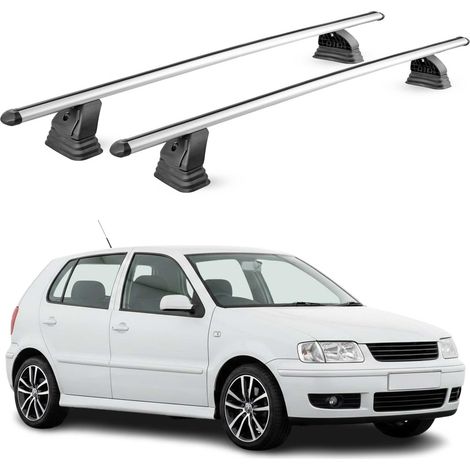 OMAC Barres de toit transversales en aluminium pour VW Polo mk3 HB Break 1994-2002 – TÜV / DIN 75302:2019 – Antivol inclus – Charge max 75 kg – 2 barres – Gris (1/5)