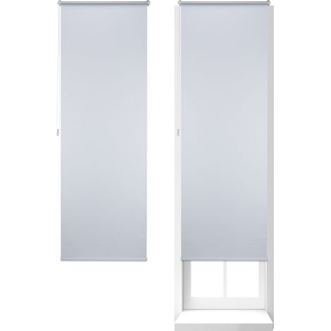 Set of 2 Relaxdays Thermal Blackout Blinds, Heat Protection, Side-Pull Roller Shades, No Drilling, 70x210cm, White