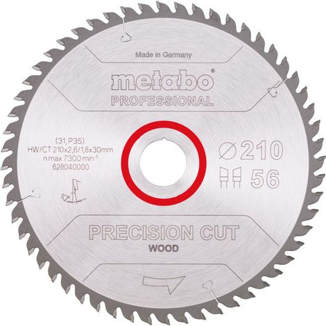 Metabo Sägeblatt precision cut wood - professional 210x2,6/1,8x30, Z56, Spanwinkel 10°, Wechselzahn (1/3)