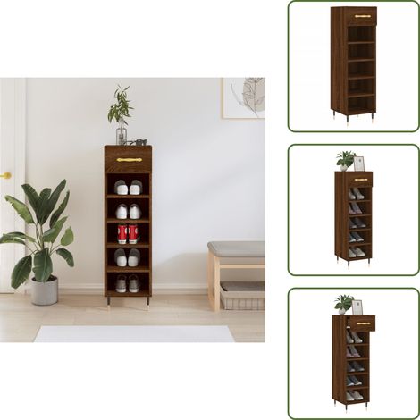 The Living Store Schuhschrank Braun Eichen-Optik 30x35x105 cm Holzwerkstoff - Holzschrank