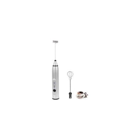 Machine à mousse électrique rechargeable par USB, mousseur à lait portable 2 en 1 fonctionnant sur batterie pour café, latte, cappuccino, œufs battus (argent) (1/5)